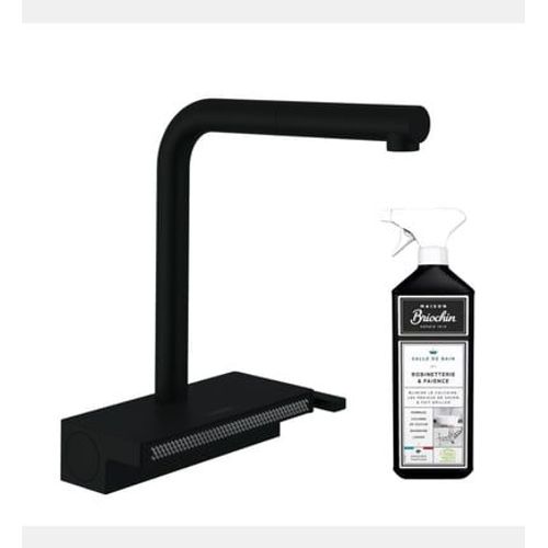 Hansgrohe - Robinet de cuisine avec douchette HANSAquno Select M81 250 2 jets noir mat + nettoyant Briochin - Noir