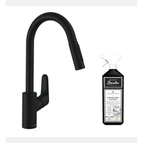 Hansgrohe - Robinet de cuisine avec douchette HANSFocus M41 240 2 jets noir mat + nettoyant Briochin - Noir