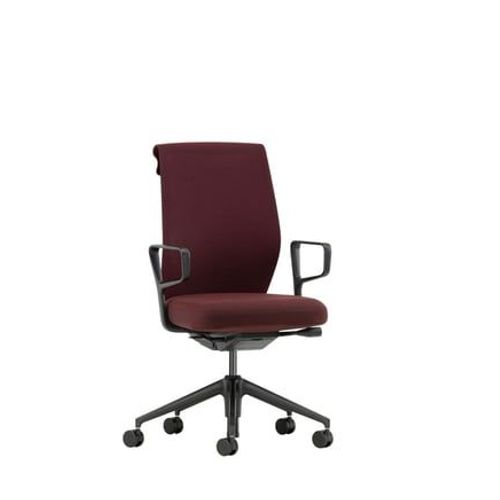 Vitra - Siège De Bureau Id Cloud - Rouge Foncé/Nero - Rouge Foncé/Nero - Accoudoirs En Anneau - Roulettes Pour Tapis - Rouge