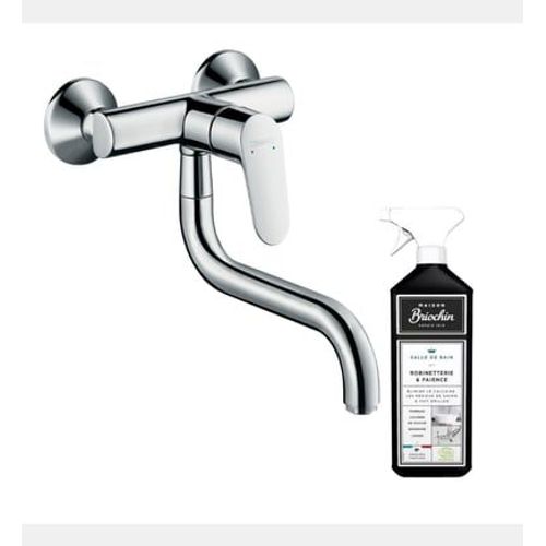 Hansgrohe - Robinet de cuisine mural HANSFocus M41 chromé + nettoyant Briochin - Rose
