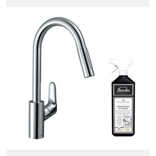 Hansgrohe - Robinet de cuisine avec douchette HANSFocus M41 240 sBox 2 jets chromé + nettoyant Briochin - Rose