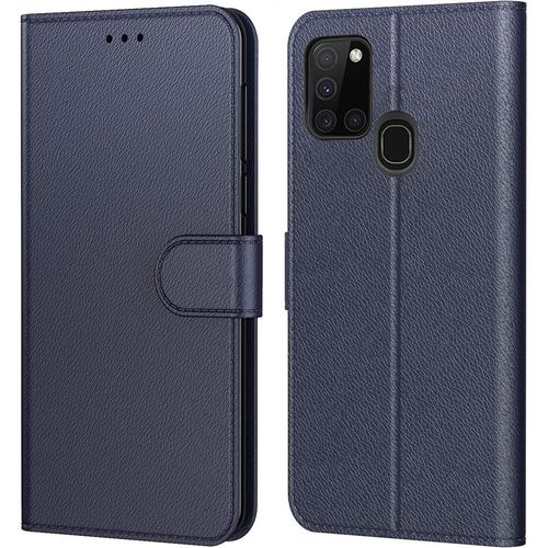 Coque Pour Samsung A21s (6.5'') Bleu Marine Souple Anti-Choc Anti Rayure Porte-Carte Protection 360 Degre
