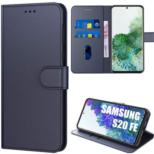 Coque Pour Samsung S20 Fe (6.5'') Bleu Marine Couleur Unie Anti Rayure Anti-Choc Porte-Carte Souple Protection 360 Degre