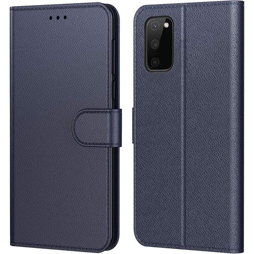 Coque Pour Samsung S20 (6.5'') Bleu Marine Portefeuille Souple Anti-Choc Porte-Carte Protection 360 Degre
