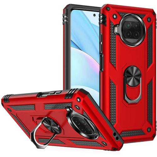 Coque Pour Xiaomi 10t Lite (6.67'') Rouge Style Armee Dure Anti-Rayure Anneau Arrière Rigide Bordure Renforcee