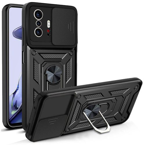 Coque Pour Xiaomi 11t (6.67'') Noir Anneau Arrière Epais Rigide Dure Anti-Rayure Antichoc