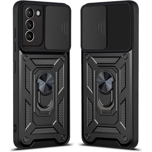 Coque Pour Samsung S21 Plus (6.7'') Noir Antichoc Style Armee Anneau Arrière Bordure Renforcee Cache Camera Anti-Rayure