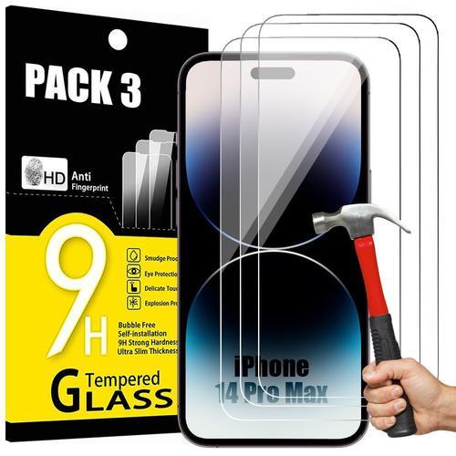 Pack-3 Verre Trempe Pour Iphone 14 Pro Max (6,7'') Protection D'ecran 9h Antichoc