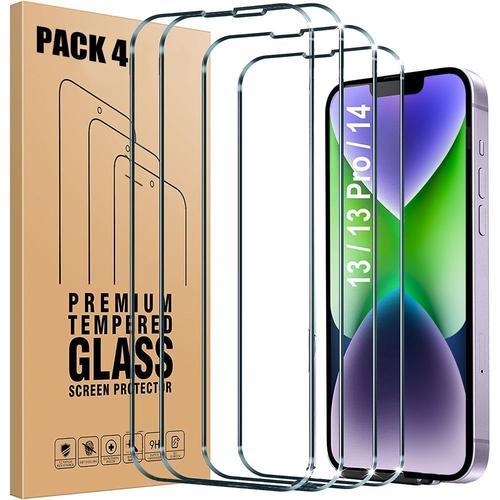 Verre Trempe Pour Iphone 14 (6,1'') Installation Facile Anti-Rayure Pack De 4