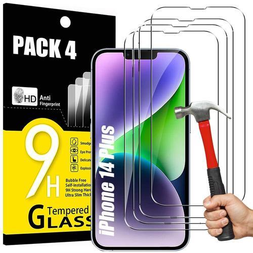 Pack-4 Verre Trempe Pour Iphone 14 Plus (6,7'') Protection D'ecran 9h Antichoc