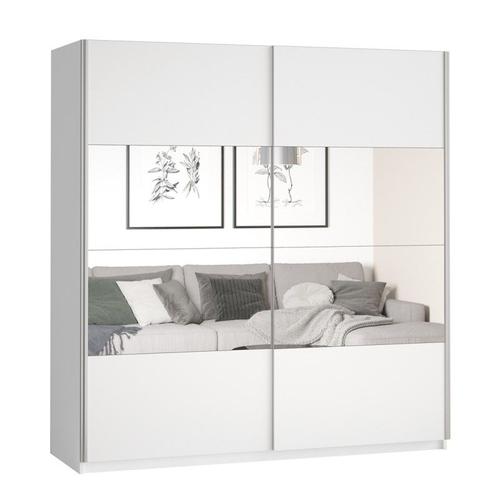 Armoire Design 220cm. 2 Portes Avec Miroirs Modulables. Couleur Blanc Mat. Collection Eos