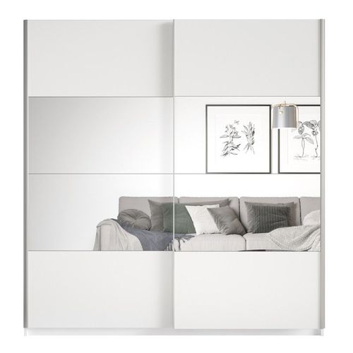Armoire Design 180cm. 2 Portes Avec Miroirs Modulables. Couleur Blanc Mat. Collection Eos