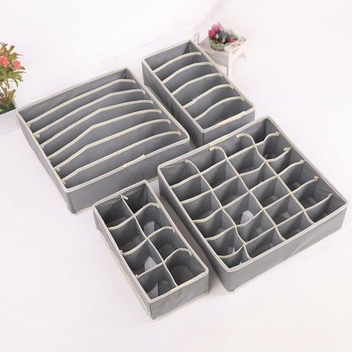 4 Pièces/Ensemble Gris Boîte De Rangement Lingerie Ensemble Placard Sous-Vêtements Organisateur Chaussettes Shorts Cravates Tiroir Diviseur Boîte De Rangement