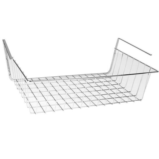 Lot De 2 Paniers Suspendus Sous Étagère En Métal - 36x25x13 Cm - Blanc - Pour Cuisine, Dressing, Salle De Bain