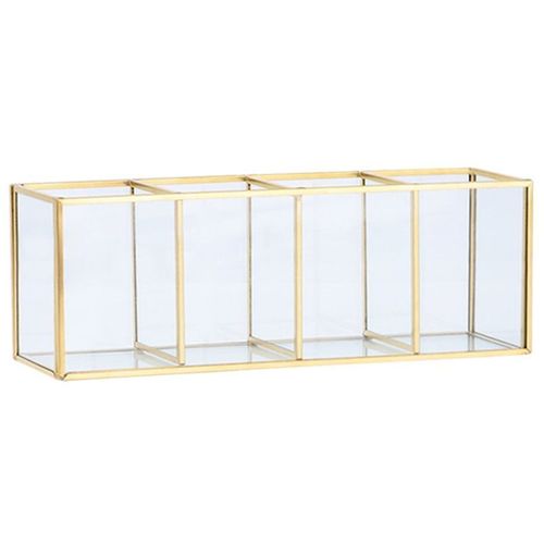 Boîte De Rangement À Rabat En Forme De Grille Dorée, Conteneur De Stockage De Produits Cosmétiques Modernes De Luxe, Salle De Fleurs Micro Paysagère