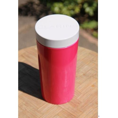 Jolie Boîte Clarins En Métal Fuschia Et Couvercle Blanc