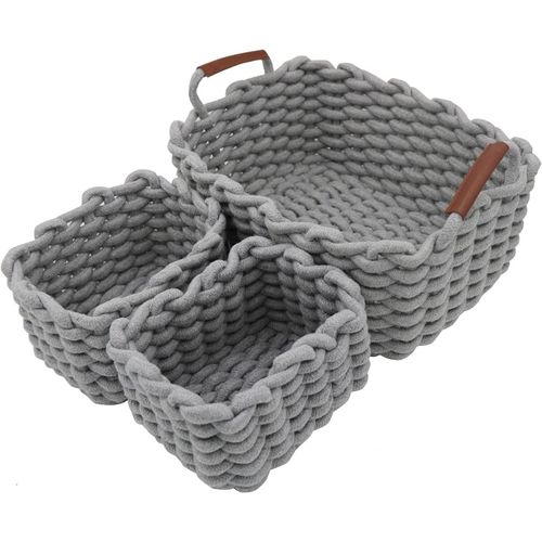 3pcs Panier De Rangement En Corde De Coton,Paniers De Rangement Décoratifs Pour Chambre De Bébé, Chambre À Coucher, Salon(Gris)