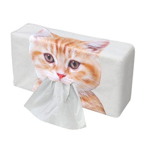 Mignon Chat Motif Tissu Support De La Boîte Conteneur Serviette Boîte Pour Salon Mignon Chat Motif Papier Boîte À Mouchoirs (Motif De Chat Aleatoire)