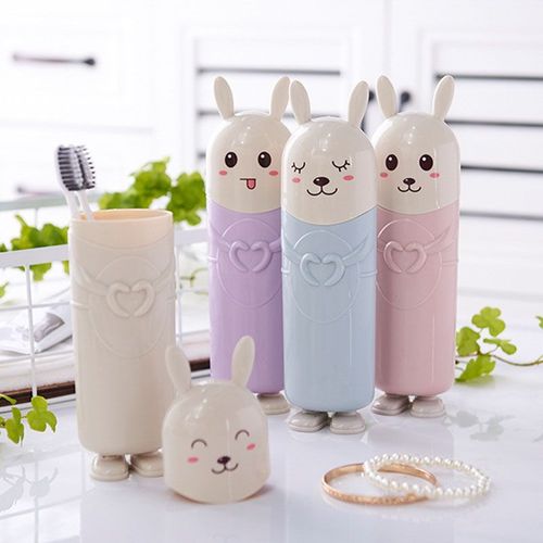 Étui Brosse À Dents Lapin Dessin Animé Porte-Brosse À Dents Boîte De Rangement De Brosse À Dents Étui Organisateur De Tasses Voyage En Plein Air Camping Accessoires De Salle De Bains