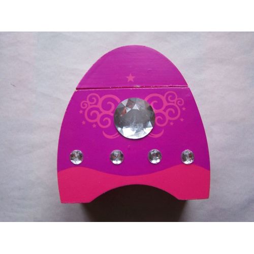 Boite À Bijoux En Bois Rose Et Mauve Avec Strass