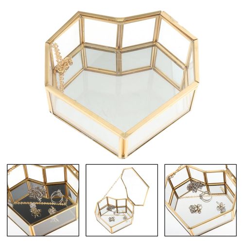 Boîte De Rangement En Verre De Style Nordique Plateau Doré Présentoir De Bijoux Et Cosmétiques