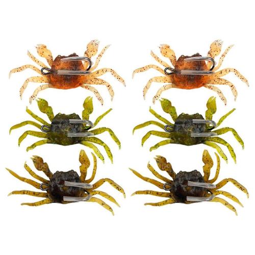 6pcs Cranka Crab Lure Crab Bait 3d Simulated Crab Soft Lure With Double Hooks For Fishing Accessori