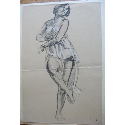 Gravure Ancienne Vers 1930 - Danseuse En Tunique - 25 X 39 Cm