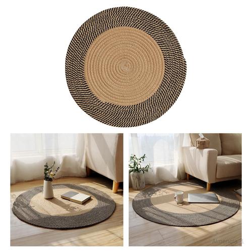 Almencla Tapis Tressé En Jute, Tapis Doux Antidérapant Tapis De Tapis Réversibles Pour Salon Maison Diamètre 45cm