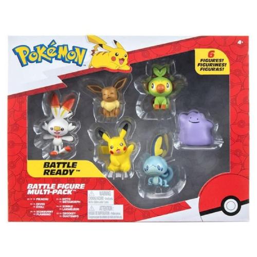 Pack De 6 Figurines Bandai Pokémon - Vague 2 - Pikachu. Ouistempo. Larméléon. Flambino. Evoli. Métamorph