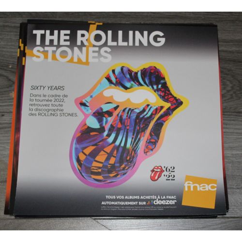 Rare Plv Souple Papier Glacé 30x30cm The Rolling Stones Sixty Years / Magasins Fnac