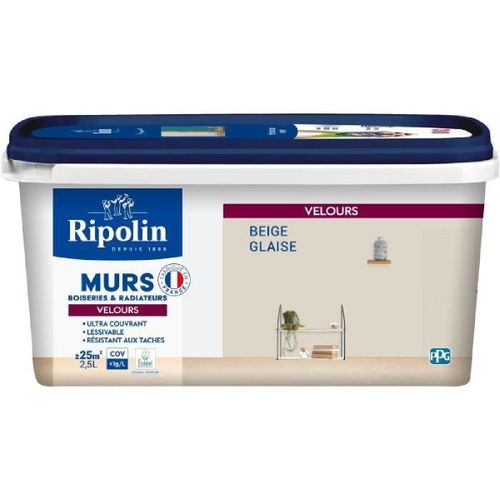Peinture deco murs. boiseries & radiateurs - RIPOLIN - 441606 - Beige glaise - Velours - 2.5 L