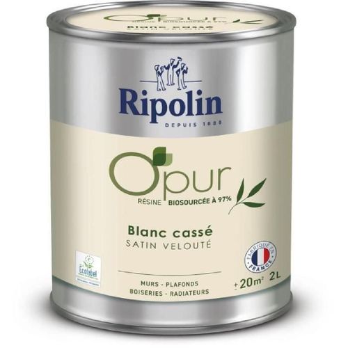 Peinture O'PUR murs. boiseries & radiateurs - RIPOLIN - 472823 - Blanc cassé - Satin veloute - 2 L