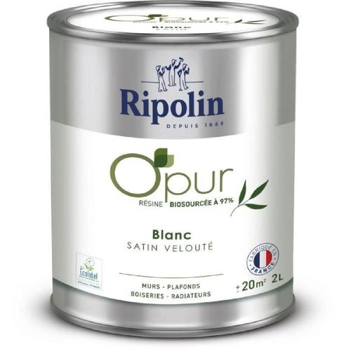 Peinture O'PUR murs. boiseries & radiateurs - RIPOLIN - 472822 - Blanc - Satin veloute - 2 L