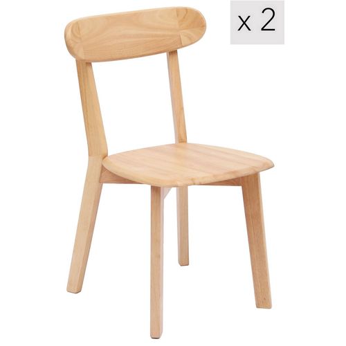 Lot De 2 Chaises En Bois Massif Naturel