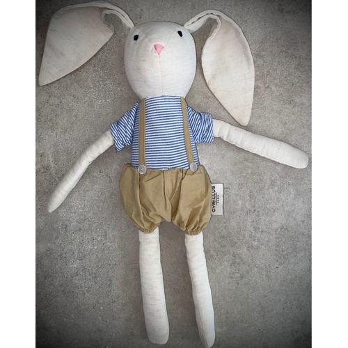 Doudou Lapin Cyrillus Coton Lin Peluche  Jouet Bébé Naissance Poupée Animal 