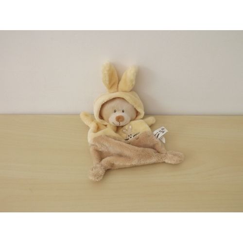 Doudou Ours Habit Lapin Beige Jaune Grain De Blé