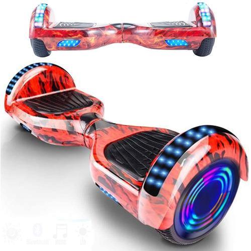 Hoverboard 6.5" Rouge Flamme Avec Sac Et Télécommande - Puissance 400w Avec Roue Led - Vitesse Maximale 12km/H - Autonomie Maximale 6km - Batterie 36v 2.2ah - Cadeau Pour Filles Et Garçons