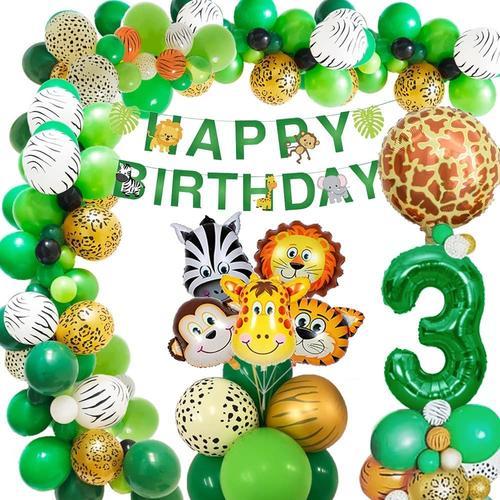 Jungle Décorations Anniversaire fête 3 ans, Jungle Thème Ballon Kit pour Anniversaire Garçon Fille