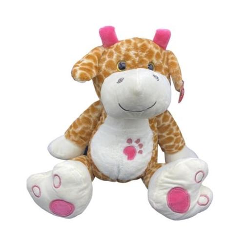 Grande Peluche Girafe Xxl, Marron/Rose, 60cm, Toucher Tout Doux Et Moelleux, 100% Polyester