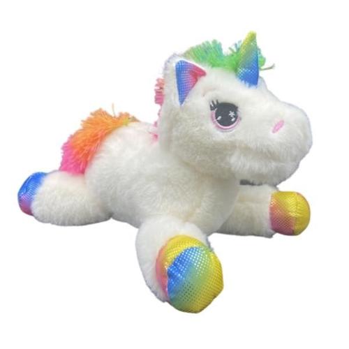 Peluche Licorne Arc-En-Ciel, Blanc, 39 X 25 X 14 Cm (Lxhxl), Polyester