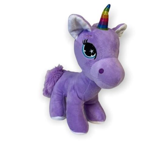 Peluche Licorne Debout, Violet, 22 X 16 X 9 Cm (Hxlxl), Polyester