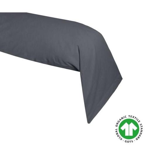 Taie De Traversin Coton Biologique, 45x185cm, Standard, Gris Ardoise, 100% Coton 57 Fils, Oeko-Tex