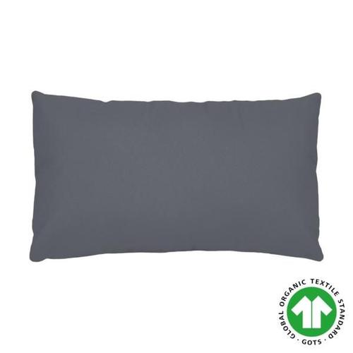 Taie D'oreiller Coton Biologique, 50x70cm, Gris Ardoise, 100% Coton 57 Fils, Oeko-Tex