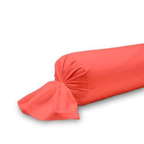 Taie De Traversin Unie, Corail, 45x185cm, 100% Coton