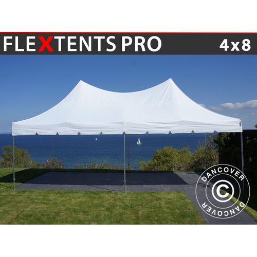 Tente Pliante Chapiteau Pliable Tonnelle Pliante Barnum Pliant Flextents Pro Peak Pagoda 4x8m Blanc