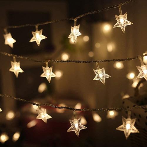 EvaStary guirlande lumineuse étoile, 2 modes guirlande lumineuse à piles 6M  40LED, lumière scintillante étanche pour Noël, mariage, anniversaire, fête  d'intérieur et d'extérieur, blanc chaud : : Luminaires et Éclairage