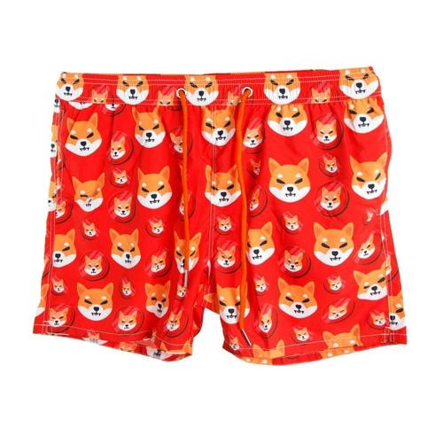 Maillot De Bain Homme Rouge Shiba Inu, Crypto-Monnaie, Séchage Rapide, 4 Poches, Confortable Et Léger