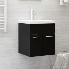 Vidaxl Armoire D'évier Avec Lavabo Intégré Noir Aggloméré