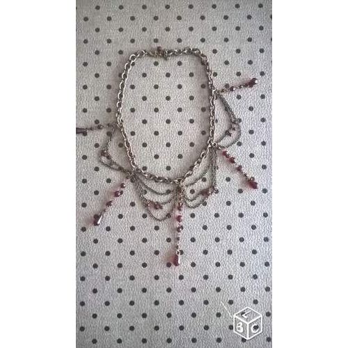 Collier Rouge Et Bronze