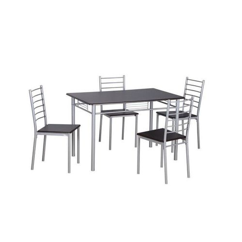 Table A Manger Avec Chaises - 1 Table Et 4 Chaises Pour Votre Salle À Manger Ou Votre Cuisine, Ankara Coloris Wengé Et Gris